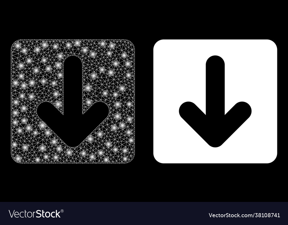 Polygonal wire frame mesh down cursor with glare vector image Polygonal wire frame mesh down cursor with glare