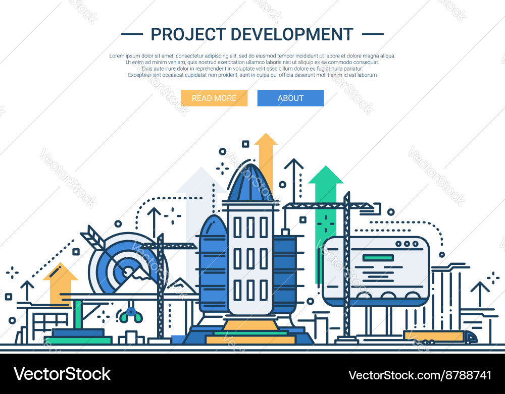 Project Development Line Design Website Banner Vector Image