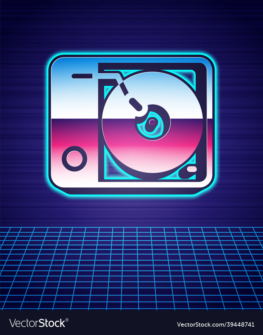 Retro style vinyl player with a vinyl disk icon Vector Image