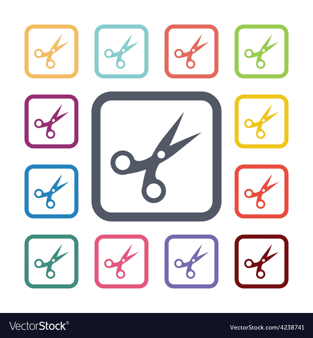 Scissors flat icons set