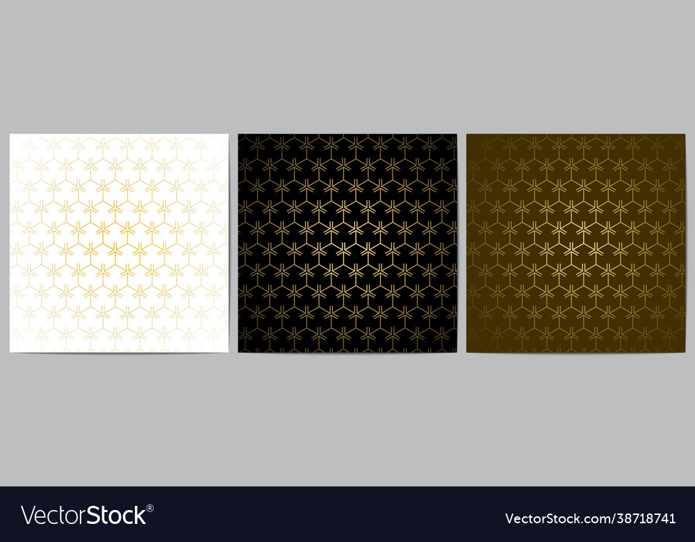 Set geometric pattern with gold lines vector image Set geometric pattern with gold lines