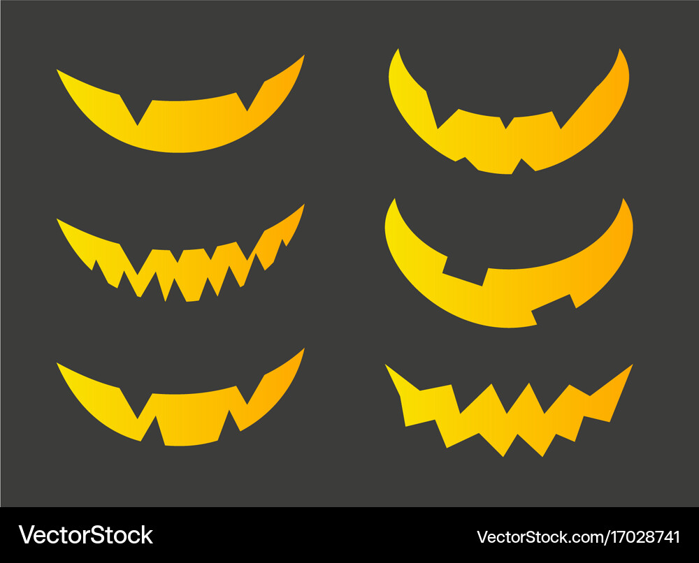 Set halloween scary smiles for pumpkins Royalty Free Vector