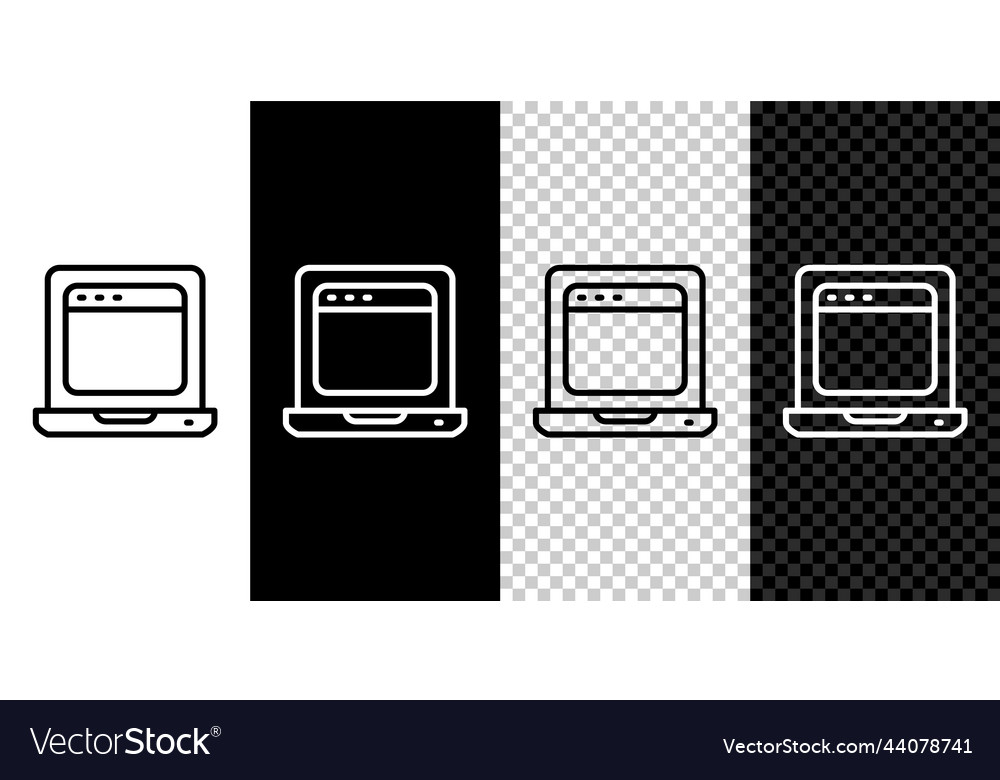 Set line laptop with browser window icon isolated Vector Image Set line laptop with browser window icon isolated