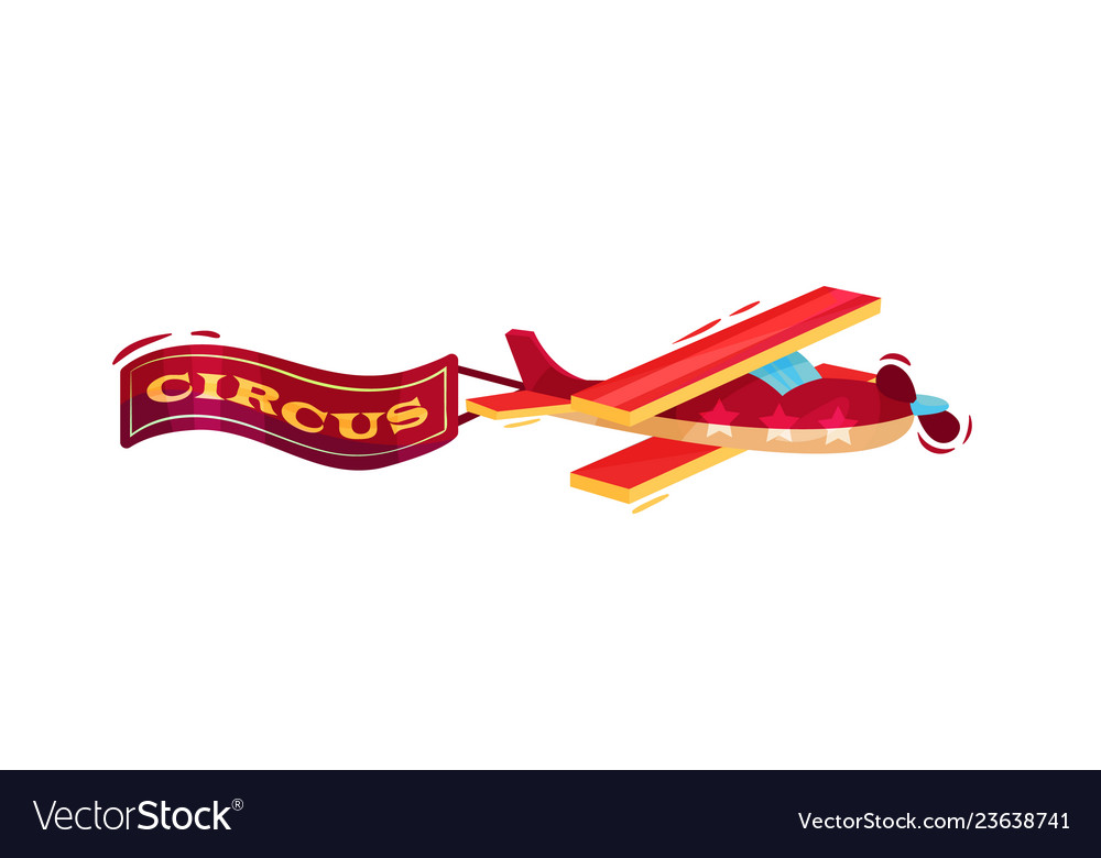 Small Flying Airplane With Red Banner Advertising Vector Image