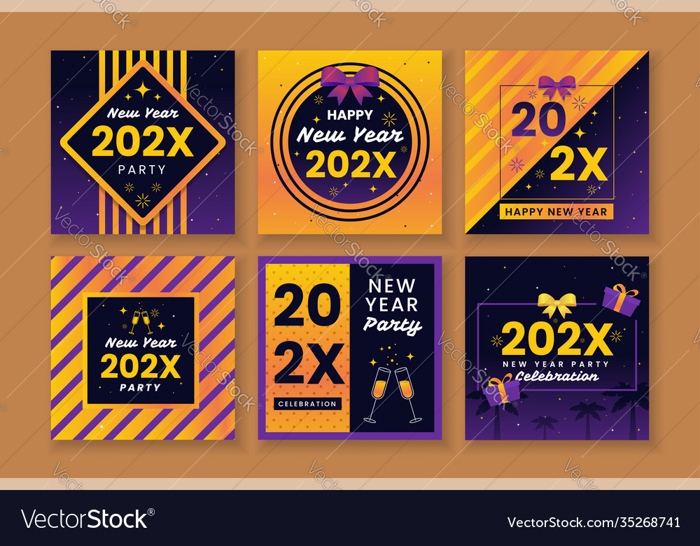 Social media new year party post templates vector image Social media new year party post templates