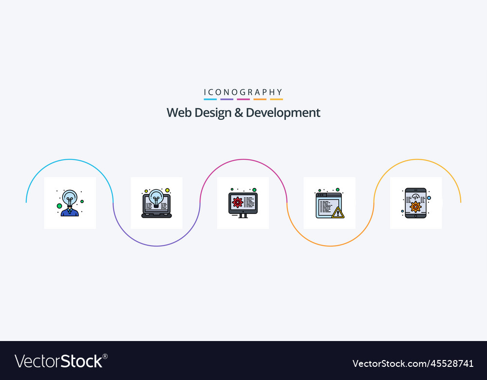 Web design and development line filled flat 5
