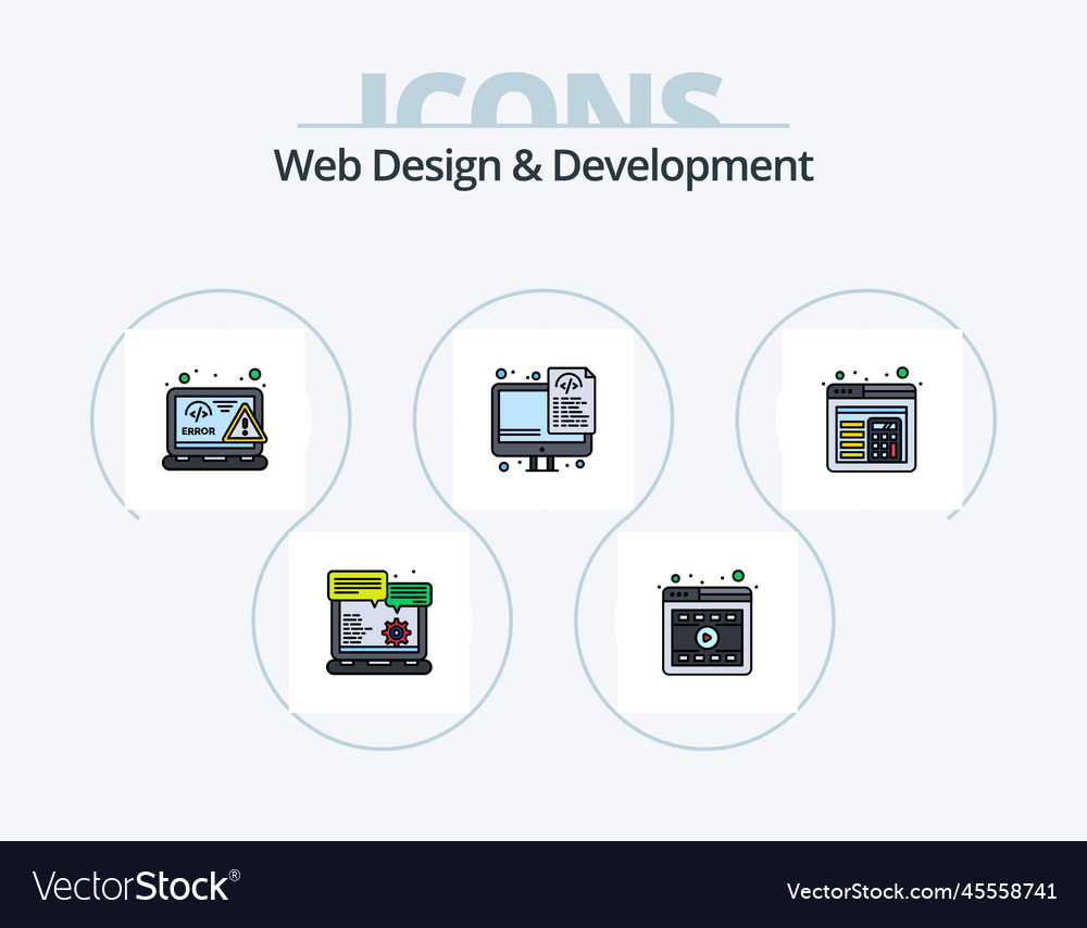Web design and development line filled icon pack