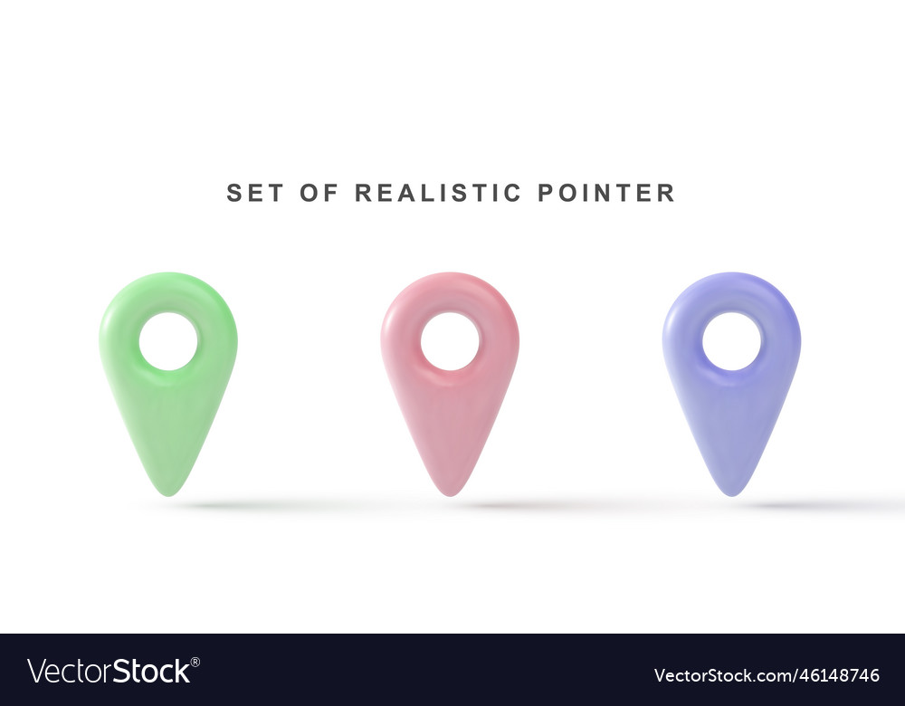 3d realistic set pointer isolated vector image 3d realistic set pointer isolated
