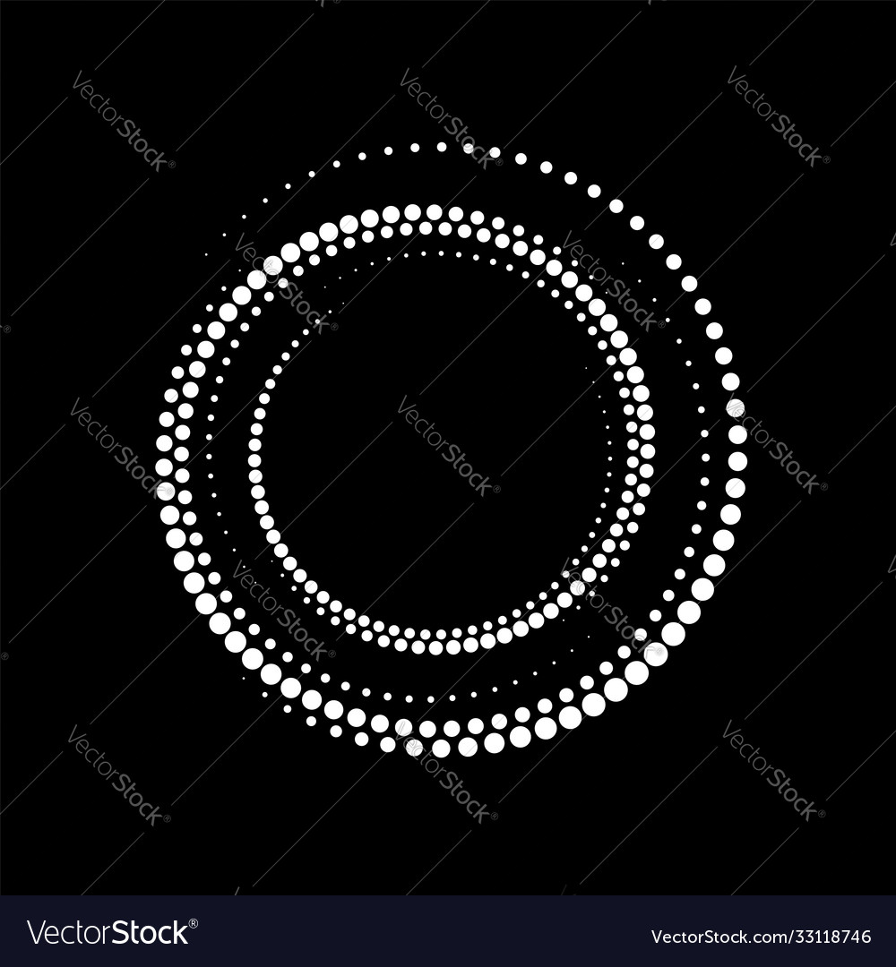 Abstrakte weiße Halbtonpunkte Spiralform vector image Abstrakte weiße Halbtonpunkte Spiralform
