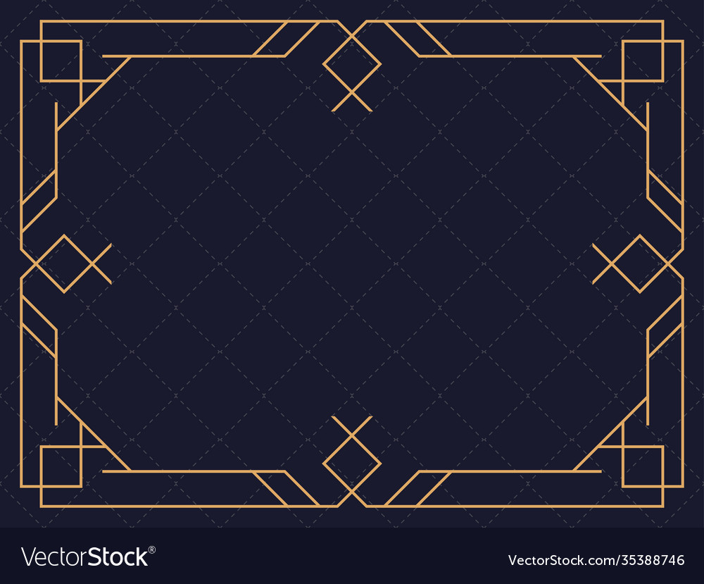 Art deco frame vintage linear border design Vector Image