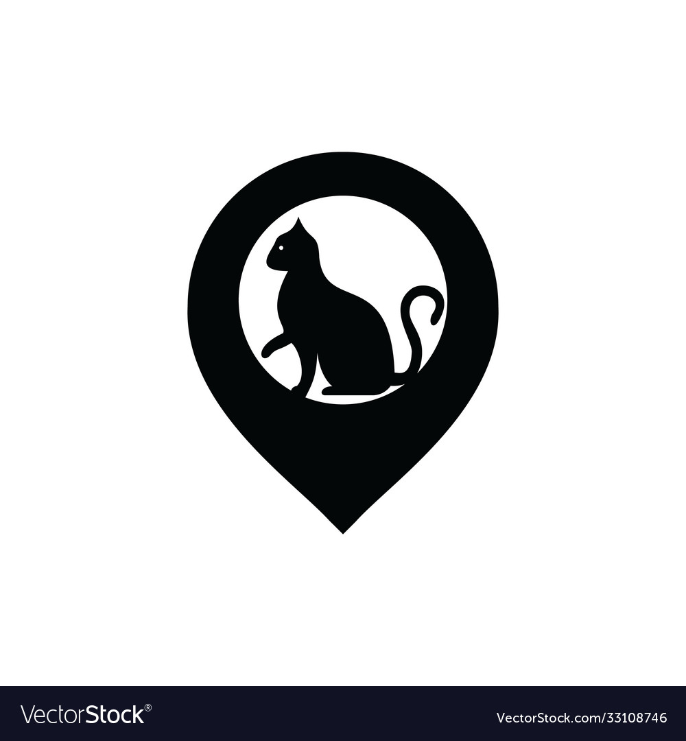 Cat and map pointer logo design