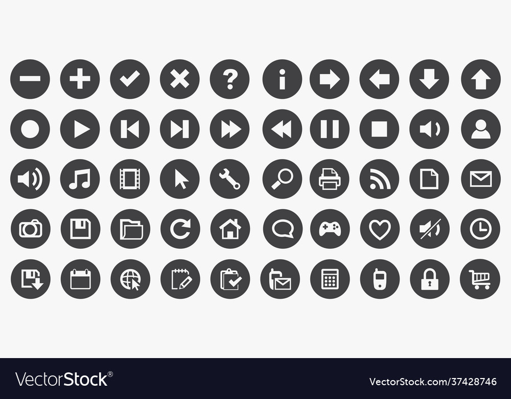Circle icon set symbol button for web and mobile vector image Circle icon set symbol button for web and mobile