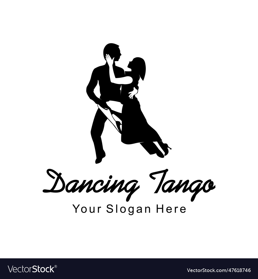 Dancing tango flat style logo Royalty Free Vector Image