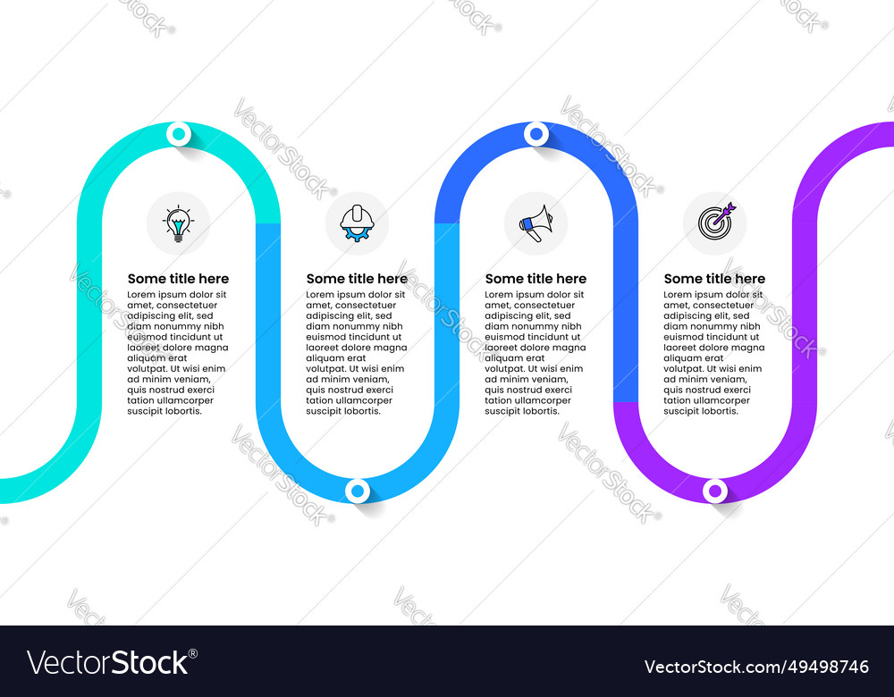 Infographic template symmetric zigzag line with 4 vector image Infographic template symmetric zigzag line with 4
