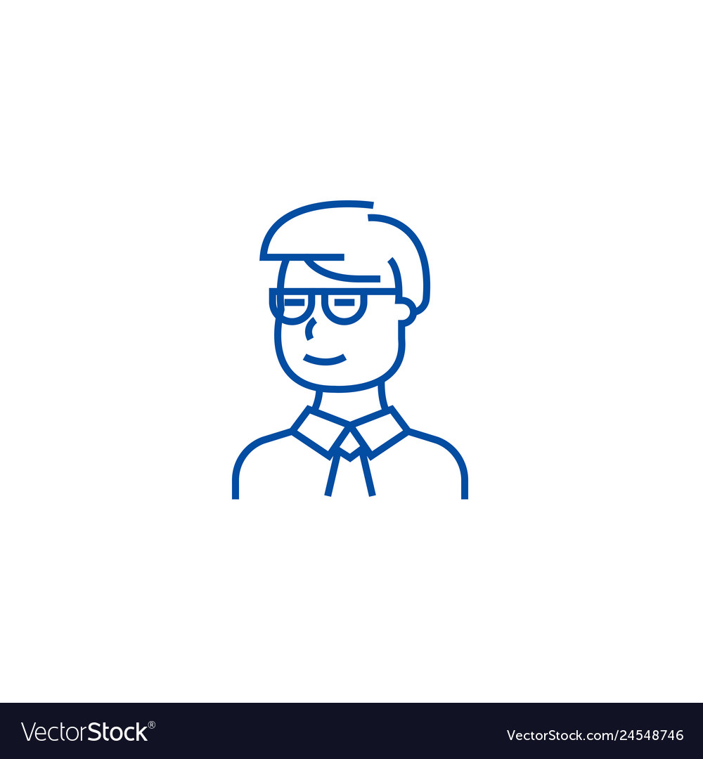 Man student looking with glasses line icon concept