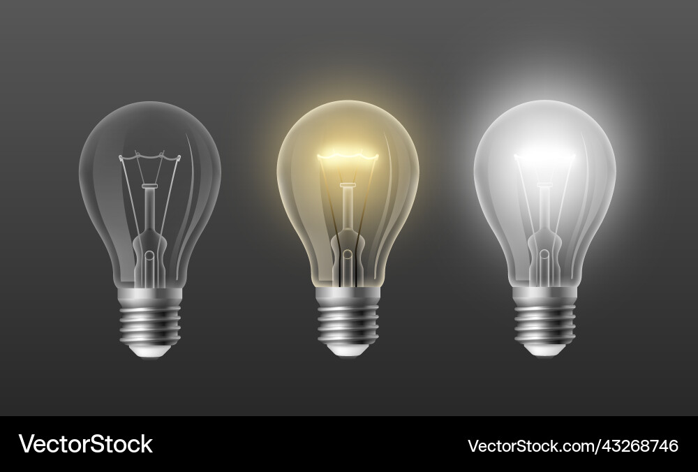 On off light bulb realistic retro incandescent Vector Image