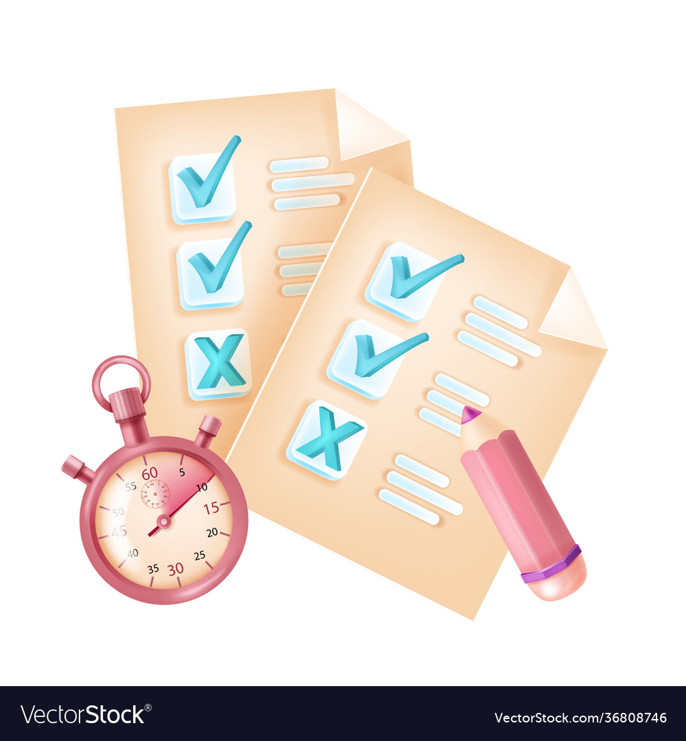 Online exam internet test form checkbox mark
