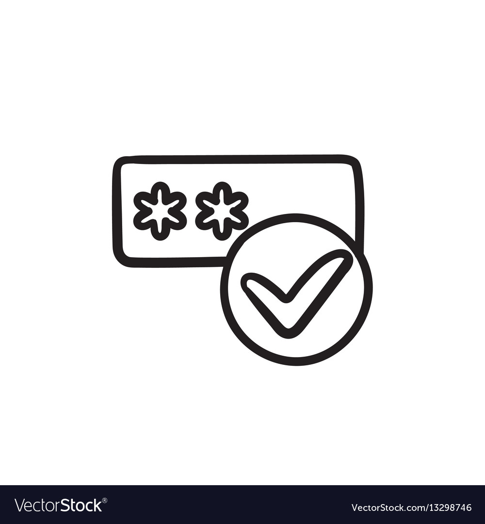 Password with check mark sketch icon