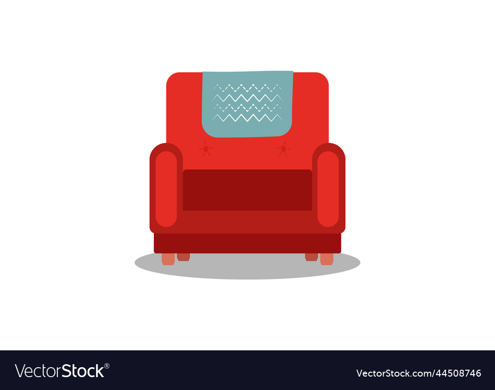 Red armchair in retro style vector image Red armchair in retro style