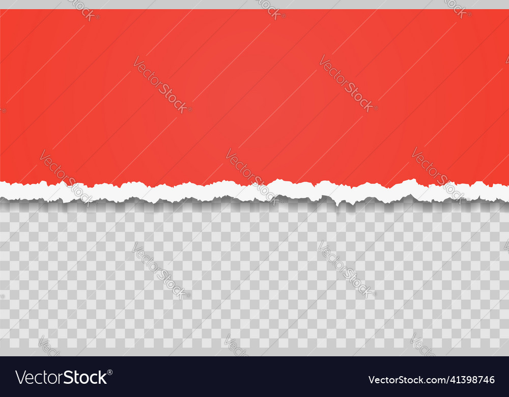 Red torn paper edge template ripped horizontal Vector Image