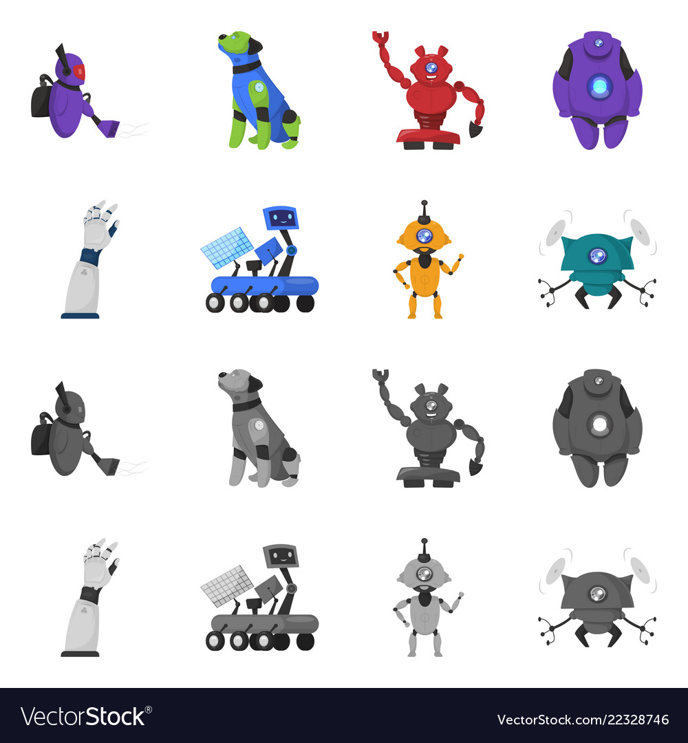 Robot and factory symbol vector image Robot and factory symbol