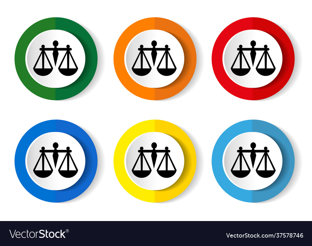 Scales icon set circle buttons in 6 colors vector image Scales icon set circle buttons in 6 colors