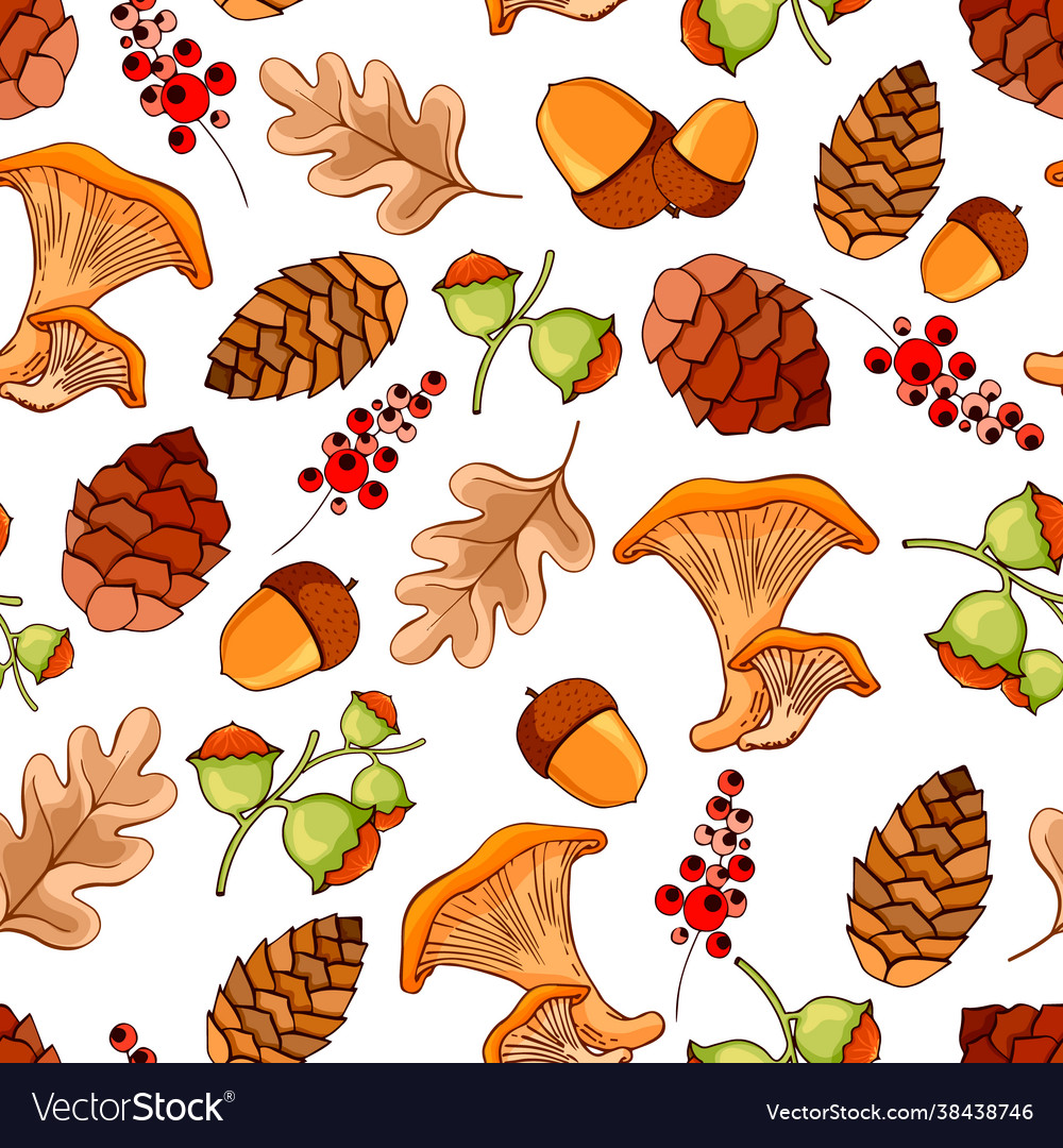 Seamless pattern with autumn elements nature Vector Image