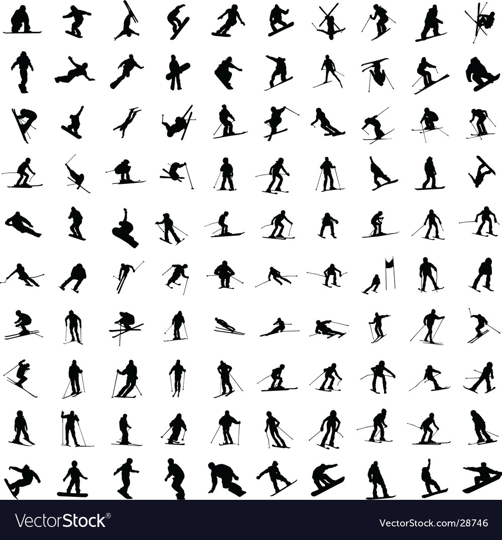 Silhouette of skiers Royalty Free Vector Image