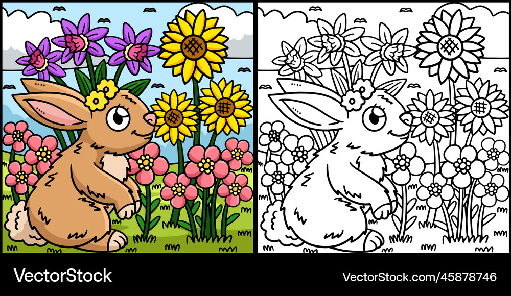 Spring Rabbit Coloring Page – Royalty-Free Vector | VectorStock