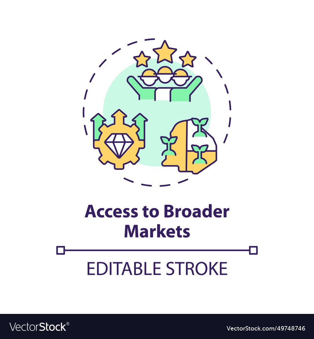 Thin line colorful access to broader markets icon