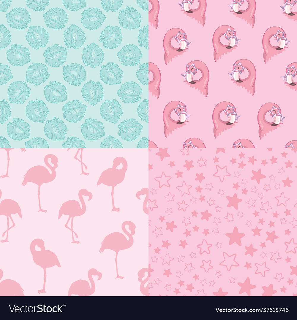 Wallpaper set seamless patterns with images vector image Wallpaper set seamless patterns with images