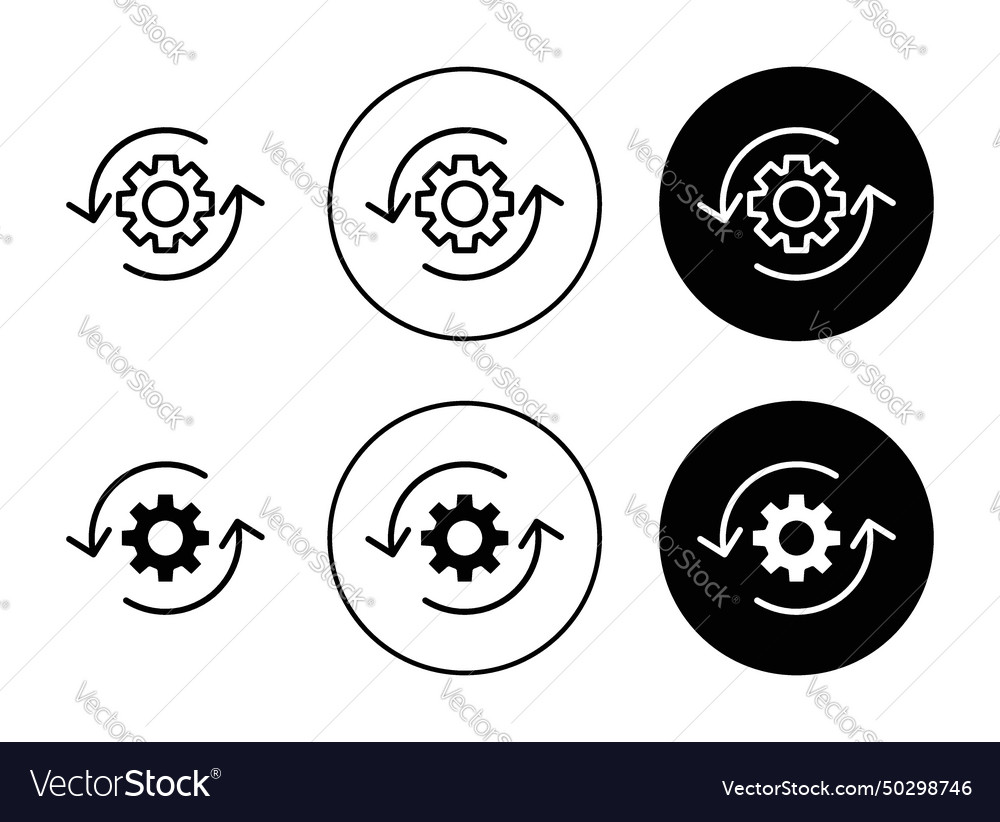 Workflow process icon set operations gear vector image Workflow process icon set operations gear