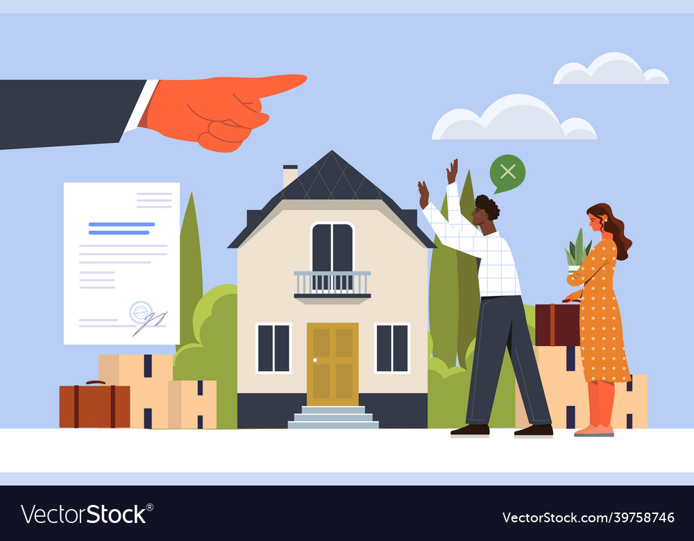 Young couple evicted from home Royalty Free Vector Image