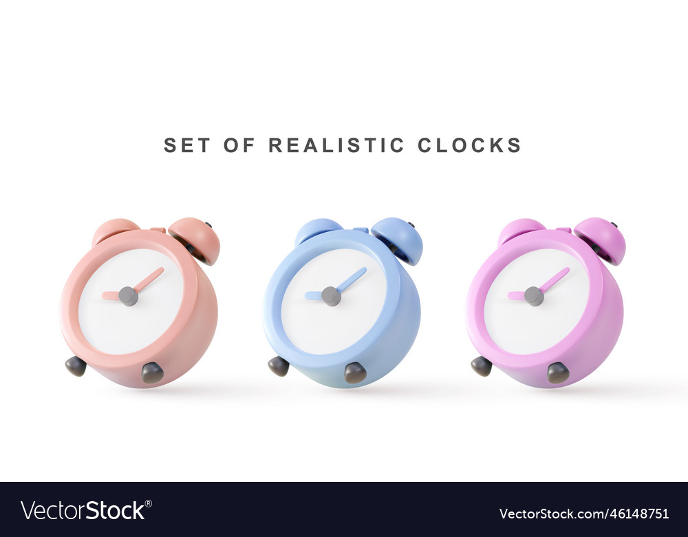 3d realistic set clock Royalty Free Vector Image