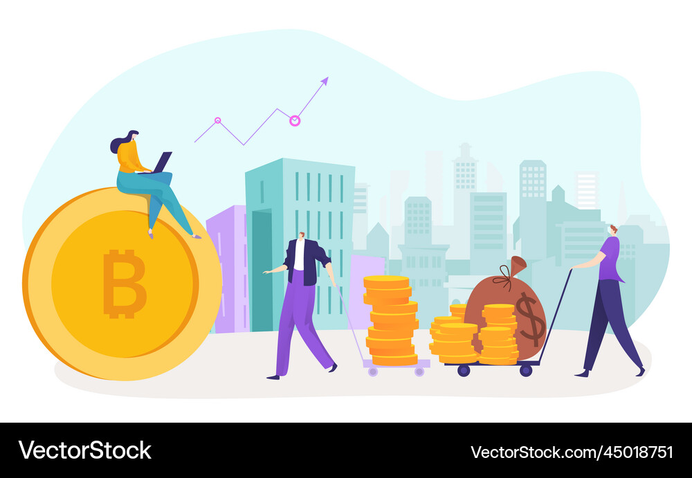 Bitcoin concept flat tiny Royalty Free Vector Image