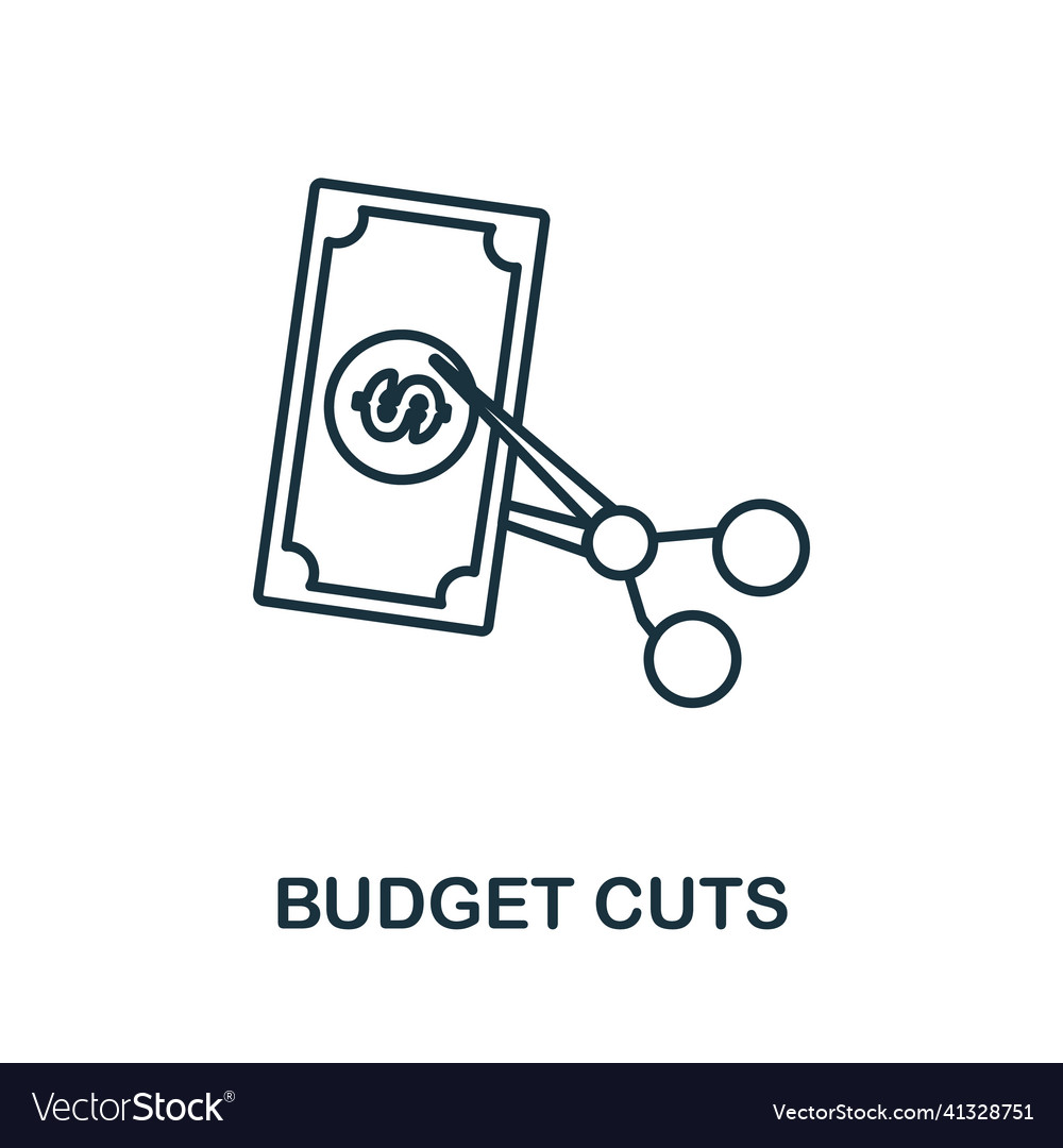 Budget cuts icon line element from project vector image Budget cuts icon line element from project