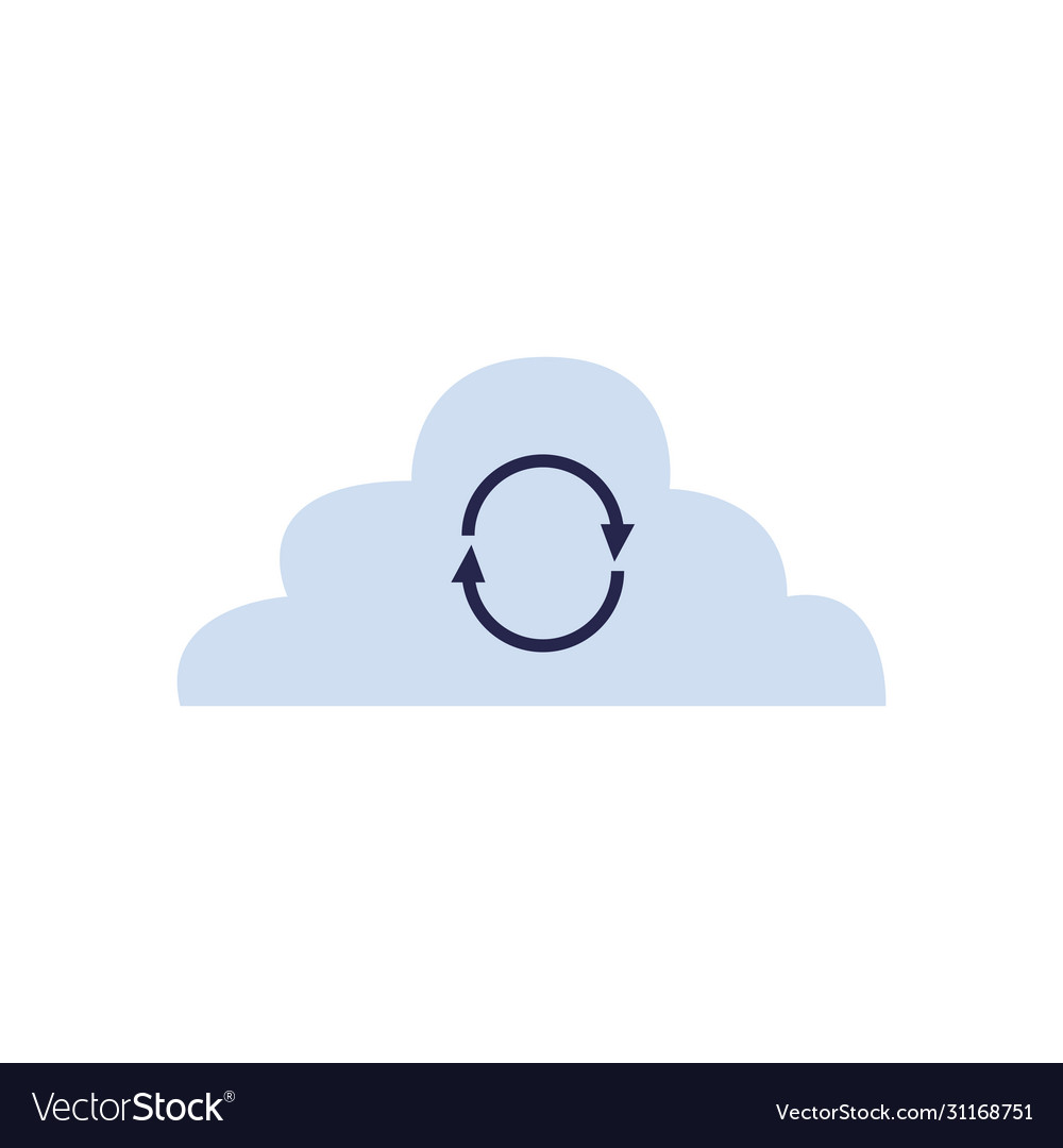 Cloud computing with arrows flat style icon