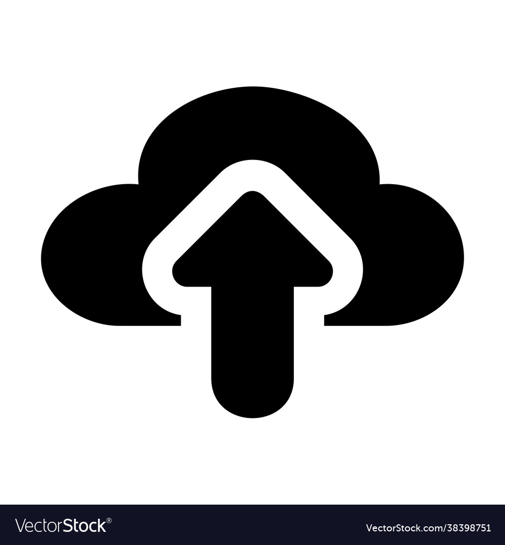 Cloud upload icon in solid style for any projects vector image Cloud upload icon in solid style for any projects