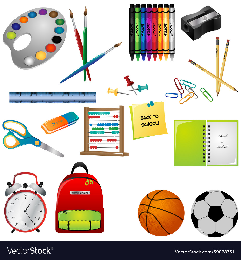 Collection of education tools graphic Royalty Free Vector