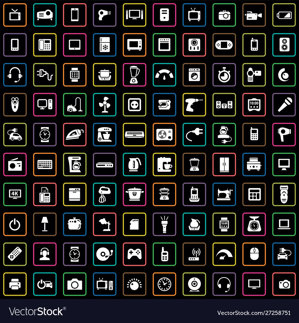 Electronics 100 icons universal set for web and ui