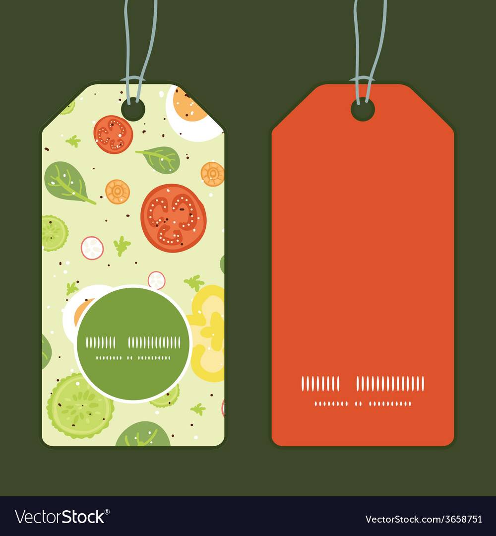 Fresh salad vertical round frame pattern tags set