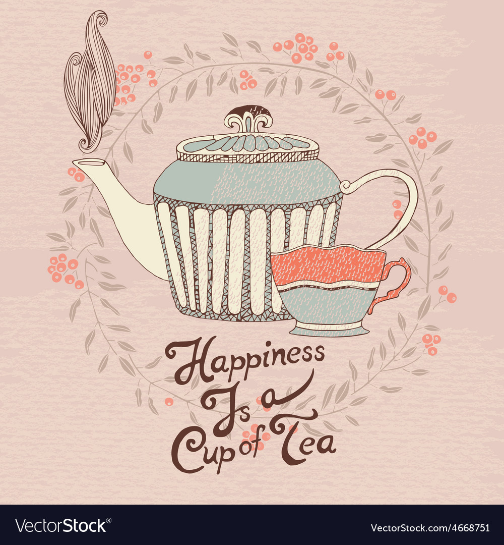 Invitation Card Tea Cup And Teapot Royalty Free Vector Image