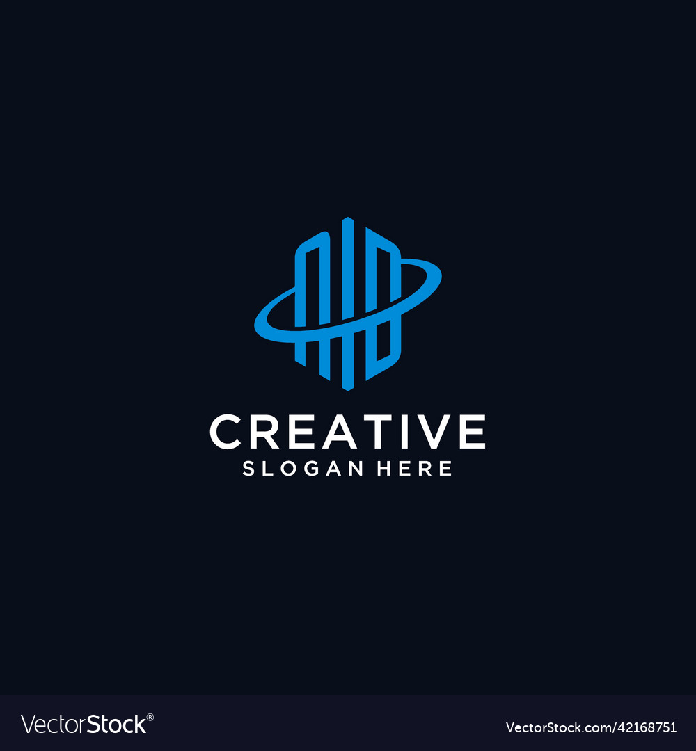 Nd initial monogram logo with hexagonal shape Vector Image Nd initial monogram logo with hexagonal shape
