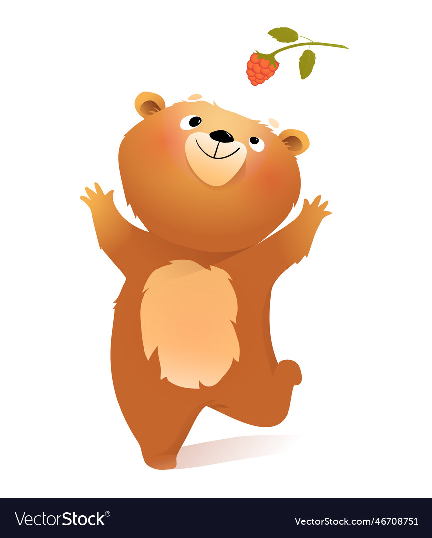 Playful baby teddy bear character looking up Vector Image