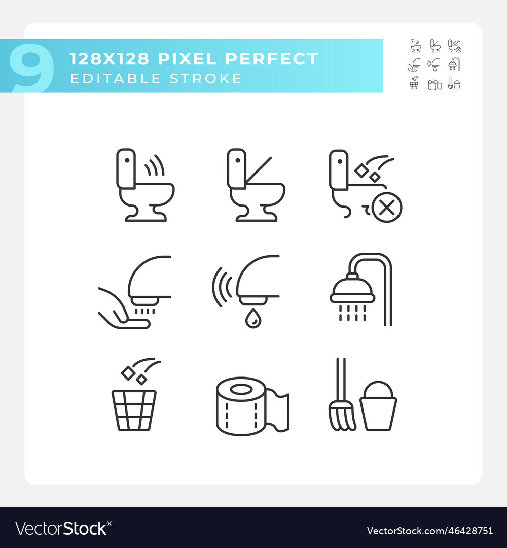 Public Toilets Service Pixel Perfect Linear Icons Vector Image