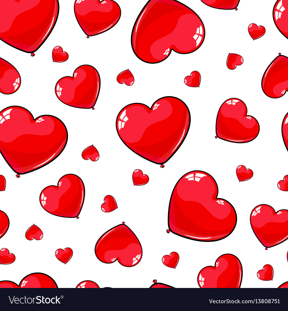 Seamless pattern of red balloons in the shape