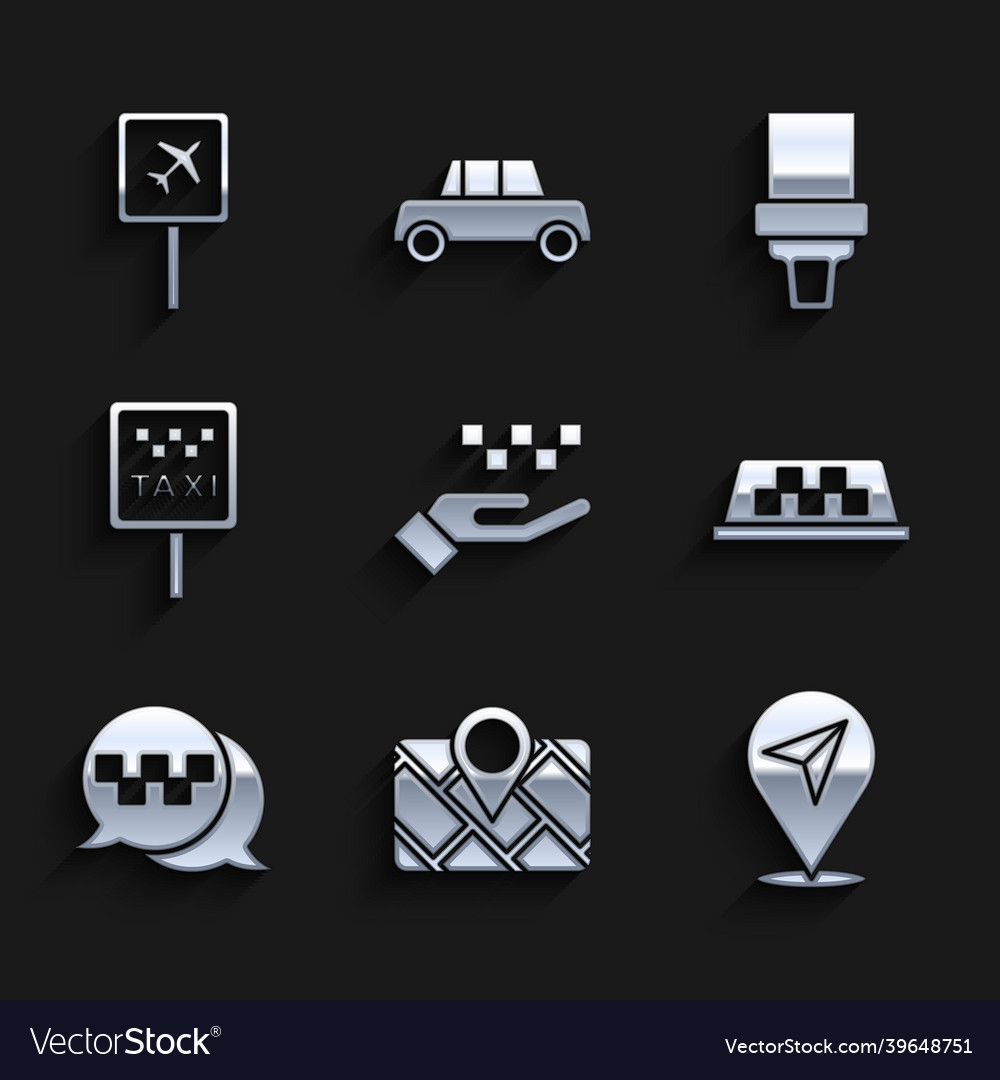 Set hand with taxi gps device map location vector image Set hand with taxi gps device map location