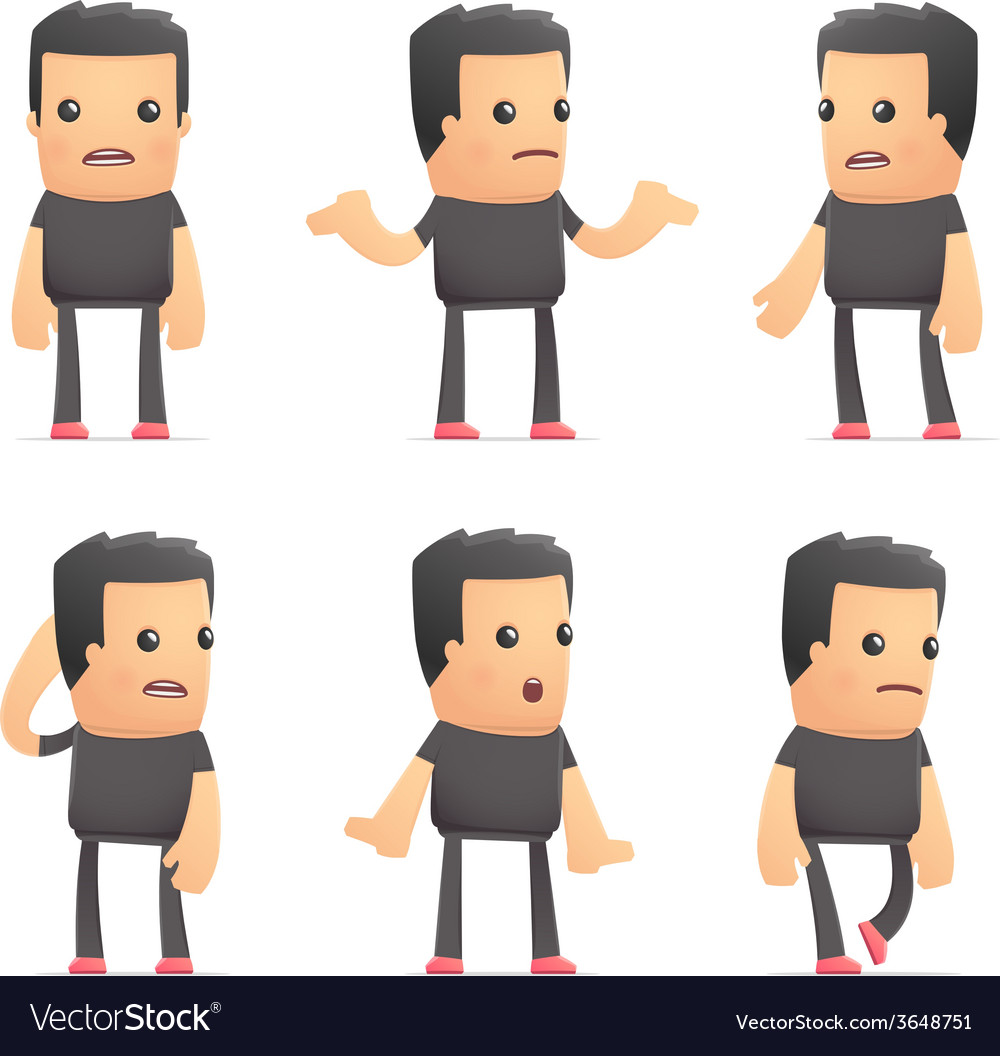 Set of bad guy character in different poses