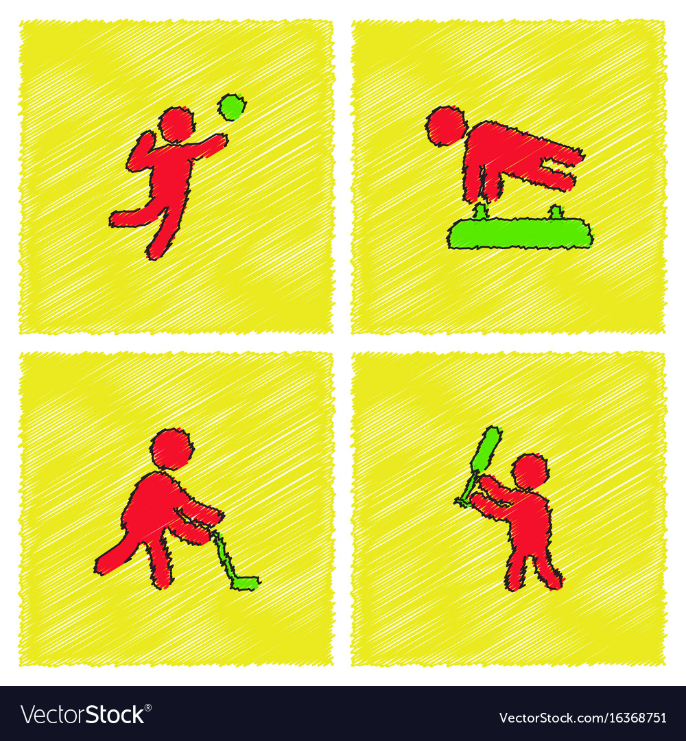 Set of olympic game design in hatching style