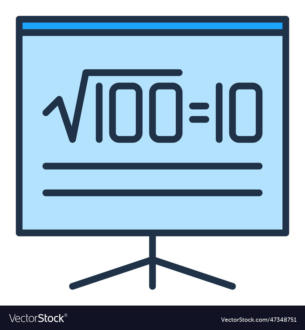 Square Root Of 100 Math Concept Blue Icon Or Sign Vector Image